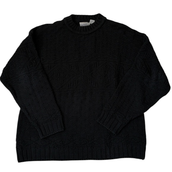 VTG 90s Aeropostale Chunky Crewneck Sweater Blue Snowflake Cotton/Ramie Korea XL - Picture 4 of 14